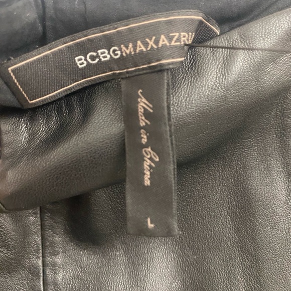 black 100% lamb leather w-two front zippers with lining - Picture 2 of 5